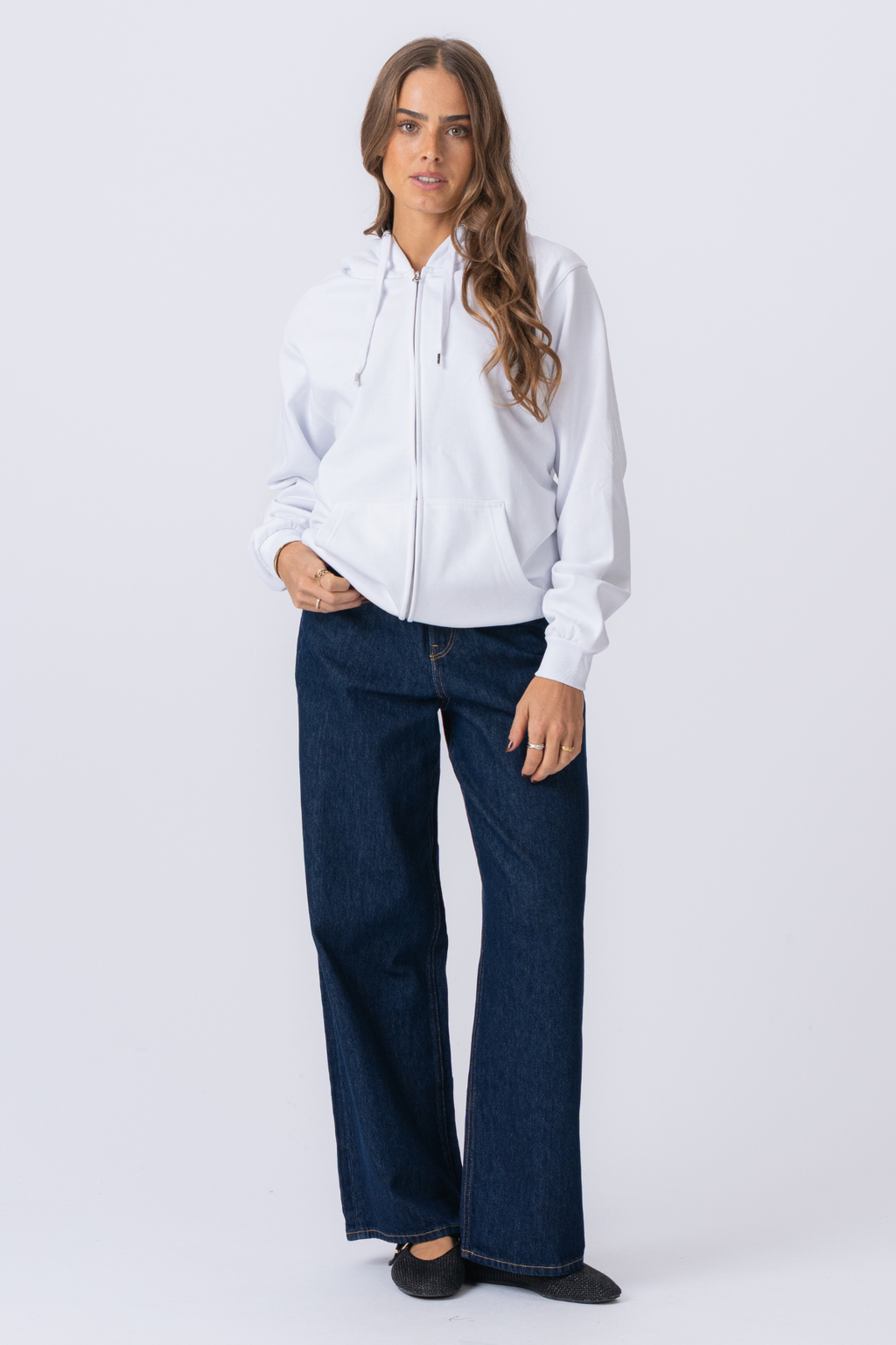 Basic Zip Hettegenser - Hvit