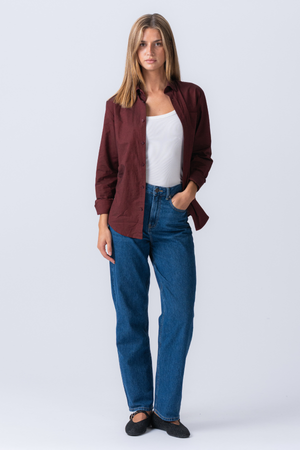 Boyfriend Oxford Skjorte - Burgunder