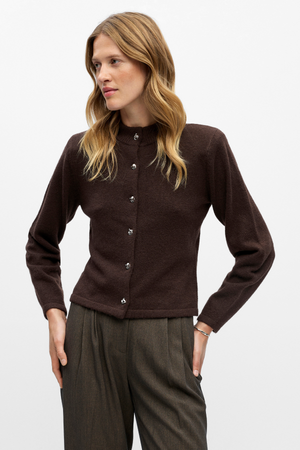 Zari Strikkecardigan - Seal Brown Melange