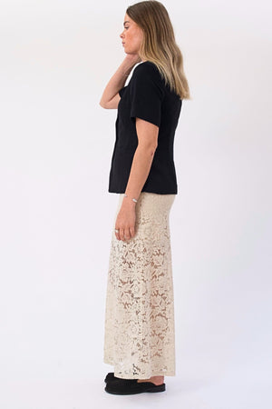 Amara Lace Maxiskjørt - Lys Beige