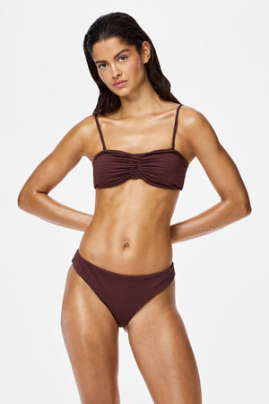 Kaya Seersucker Bikinitopp - Deep Mahogany