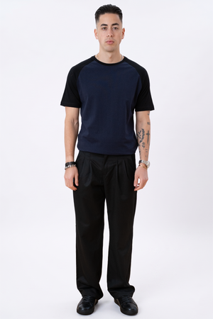 Basic raglan T-shirt - Svart-Navy