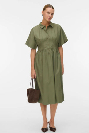 Barbara Calf Kjole - Deep Lichen Green