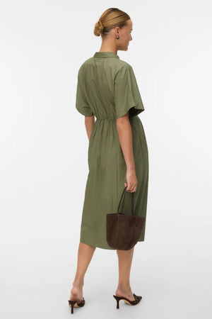 Barbara Calf Kjole - Deep Lichen Green