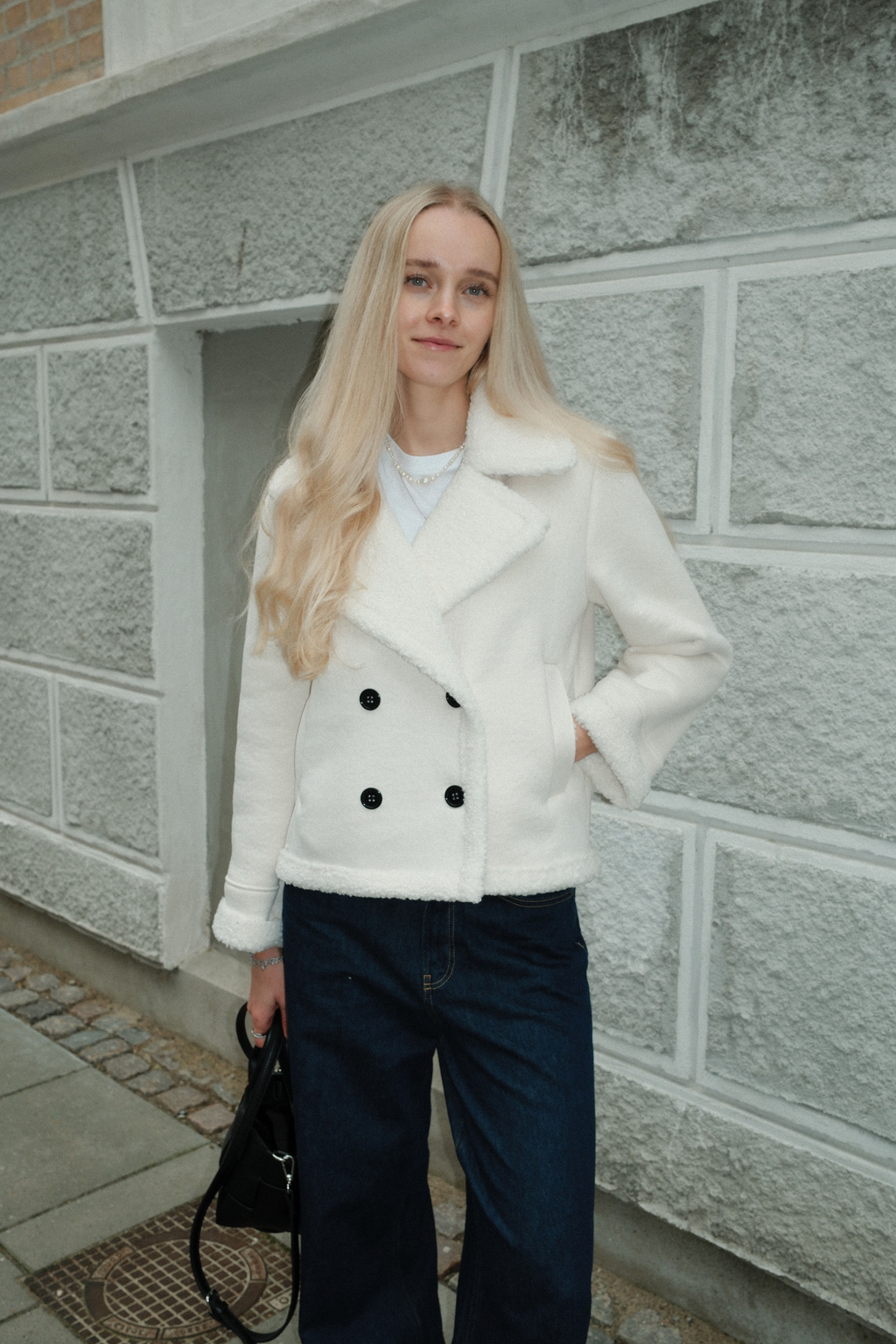 Shearling Kort Frakk - Kalk