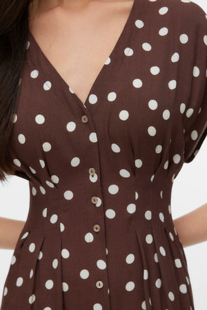 Elisa Pleat Shirt Dress - Chocolate Martini - Snow White Prikker