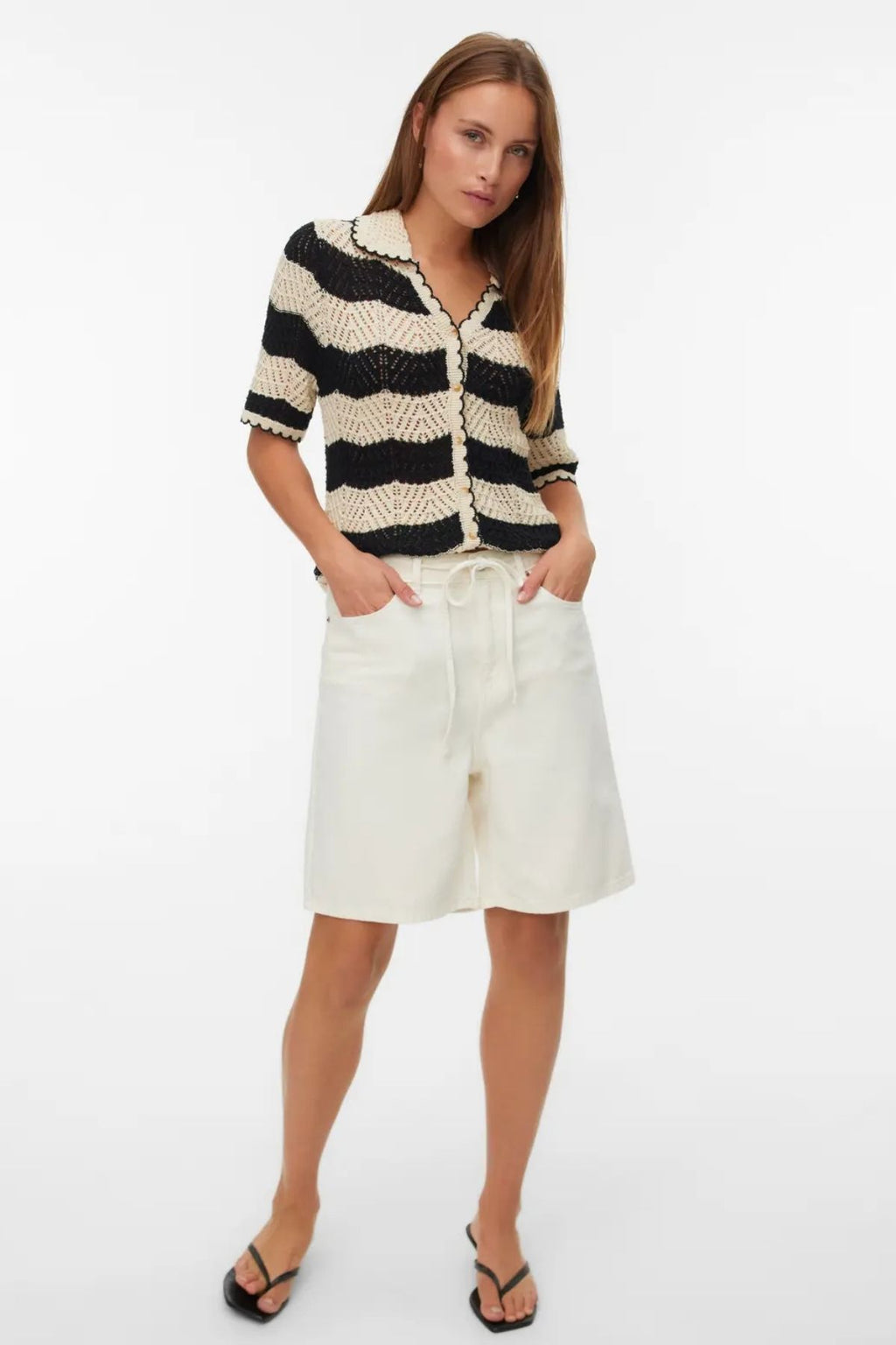 Villa Bermuda Denim Shorts - Ecru