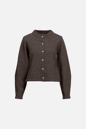 Zari Strikkecardigan - Seal Brown Melange