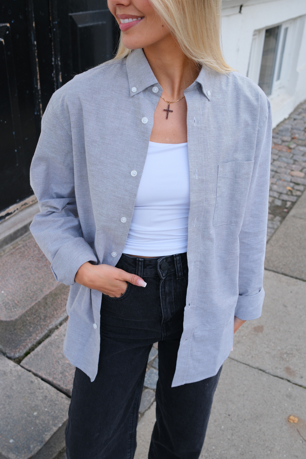 Boyfriend Oxford Skjorte - Grå