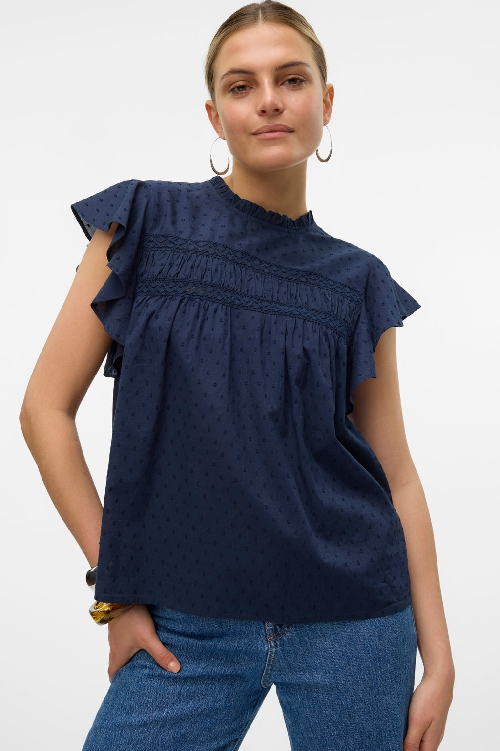 Trine Lace Top - Navy Blazer