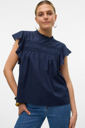 Trine Lace Top - Navy Blazer