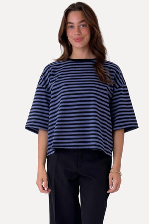 Zoe T-shirt - Svart/Denim Blue