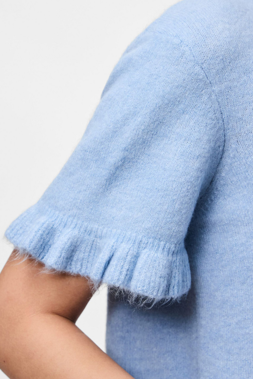 Lydia Frill Knit Cardigan - Cashmere Blue