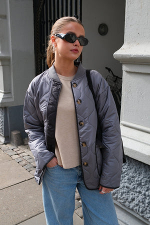 Quilted Block Jacket - Grå/Svart