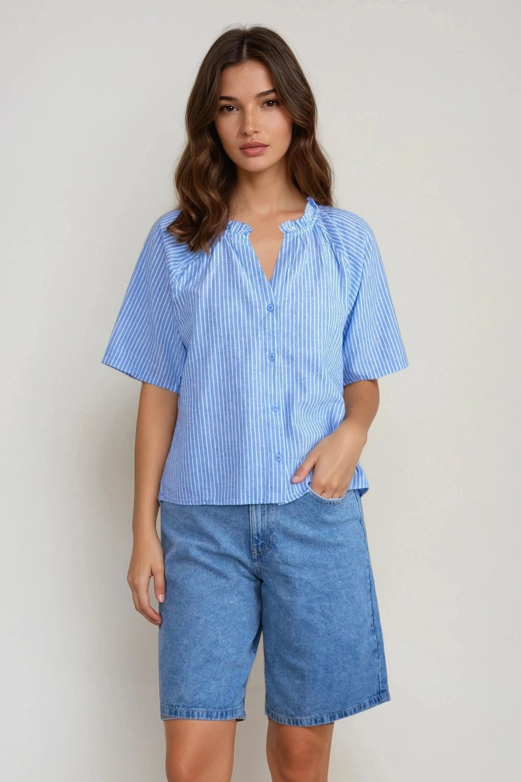 Linn Frill Top - Marina White