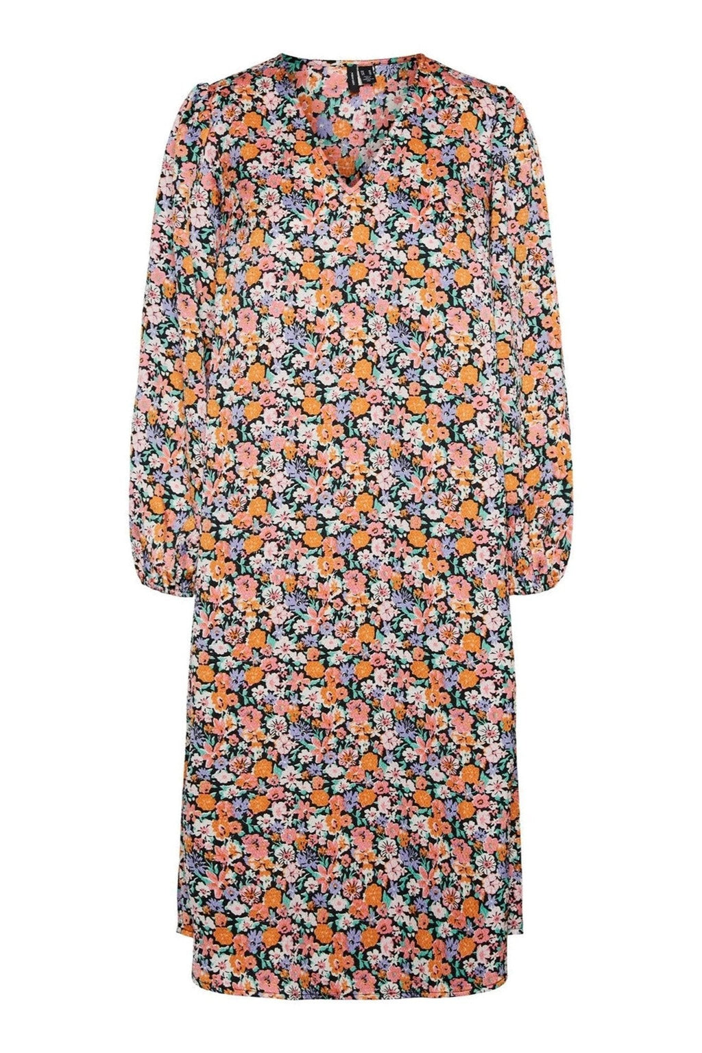 Allys Blomstret Midi Kjole - Svart