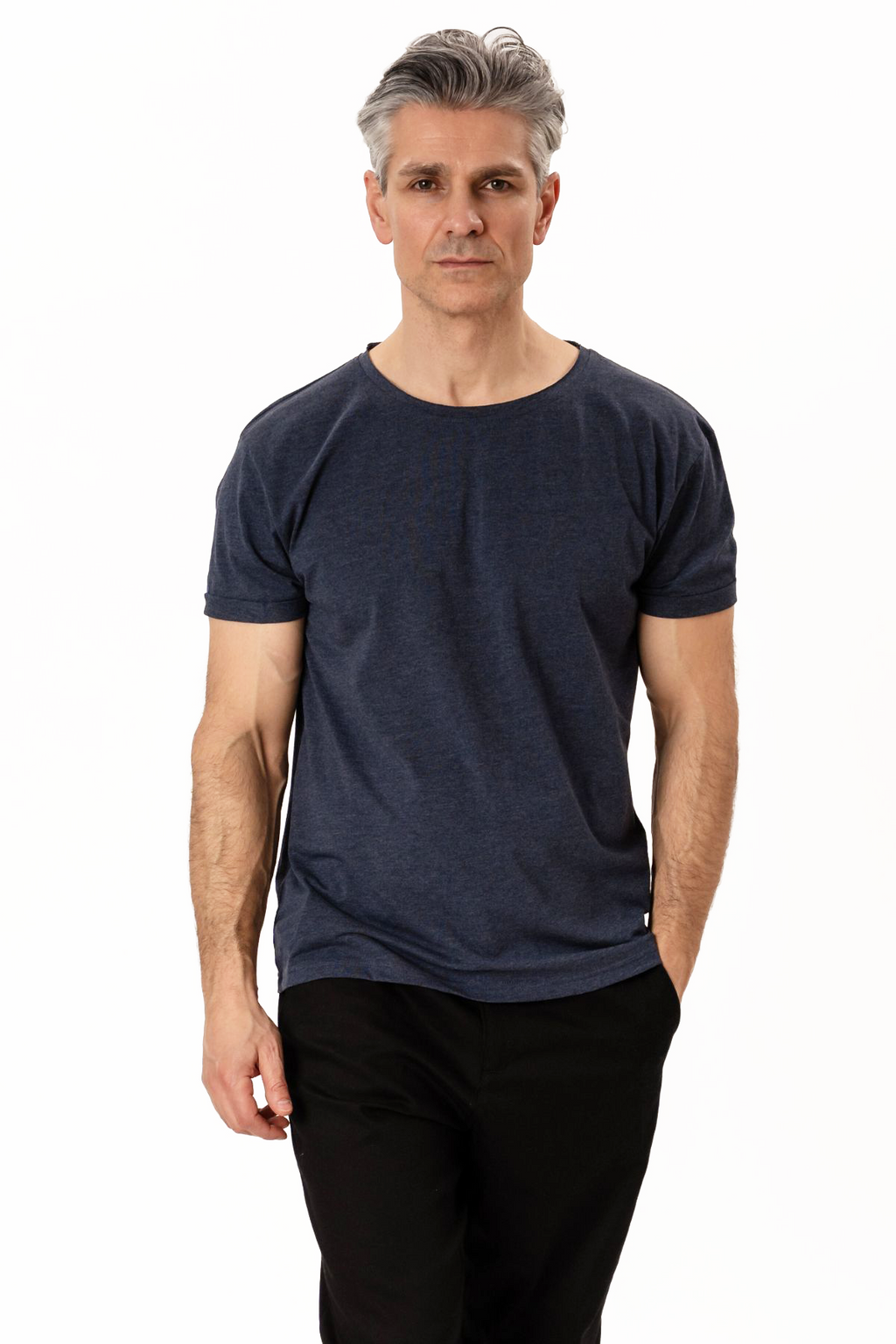 Dyp Neck T-shirt - Blå