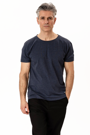 Dyp Neck T-shirt - Blå