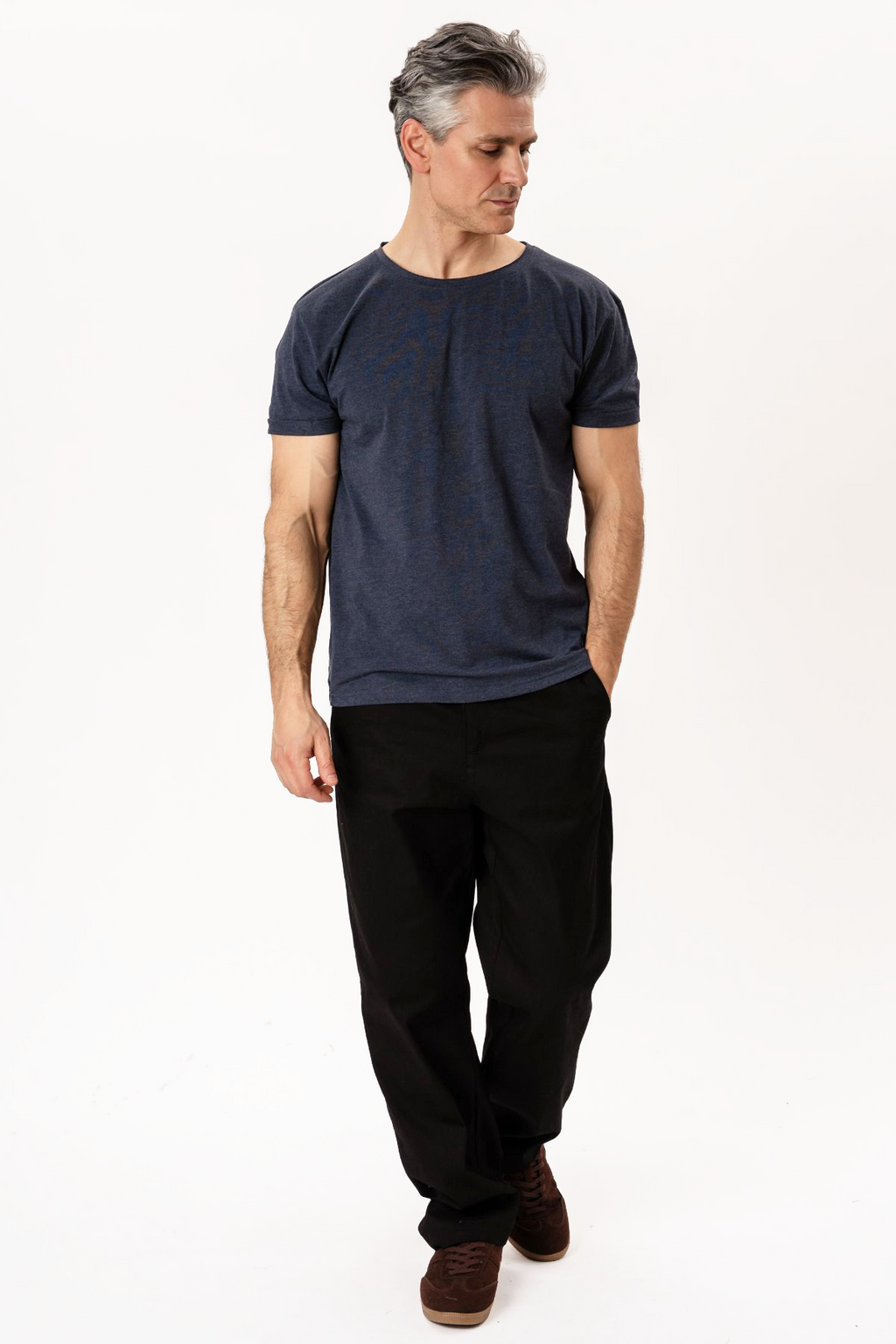 Dyp Neck T-shirt - Blå
