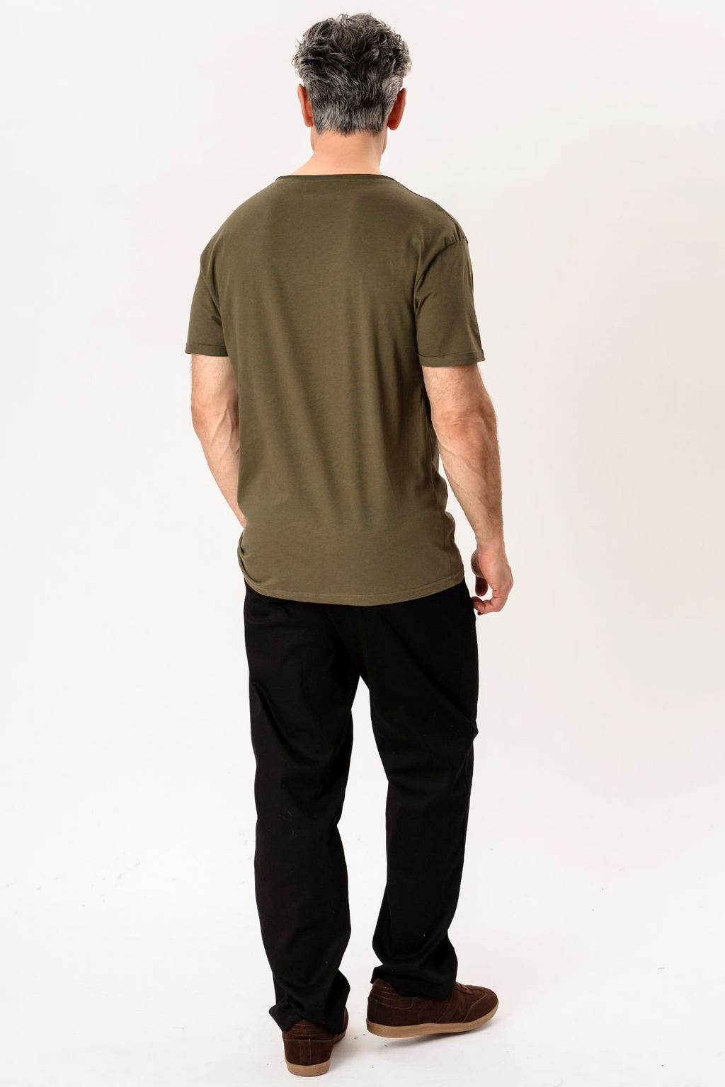 Dyp Neck T-shirt - Oliven Grønn