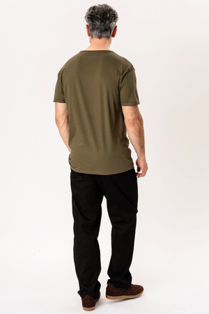 Dyp Neck T-shirt - Oliven Grønn