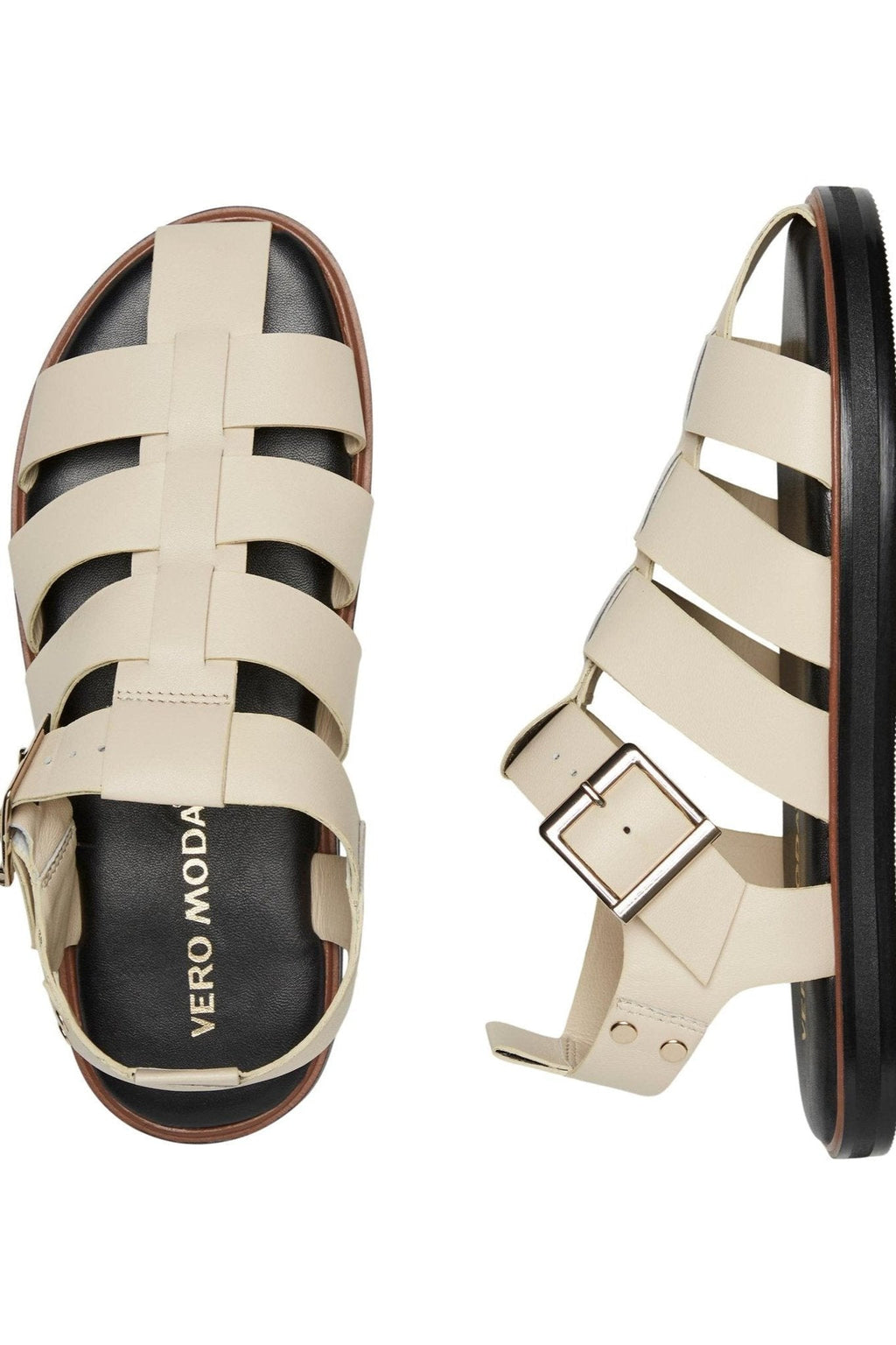 Gitta Skinn Sandal - Oatmeal