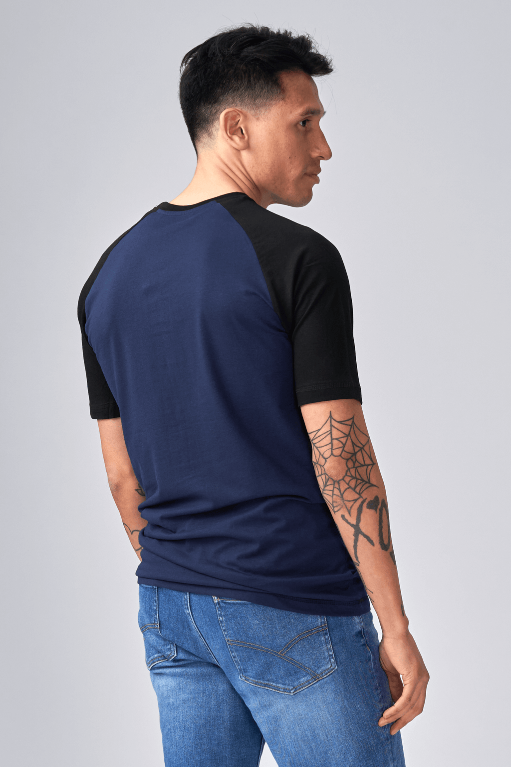 Basic raglan T-shirt - Svart-Navy