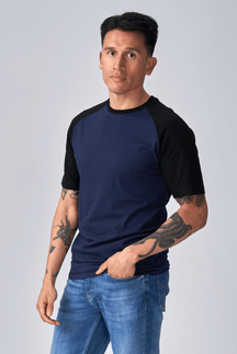 Basic raglan T-shirt - Svart-Navy