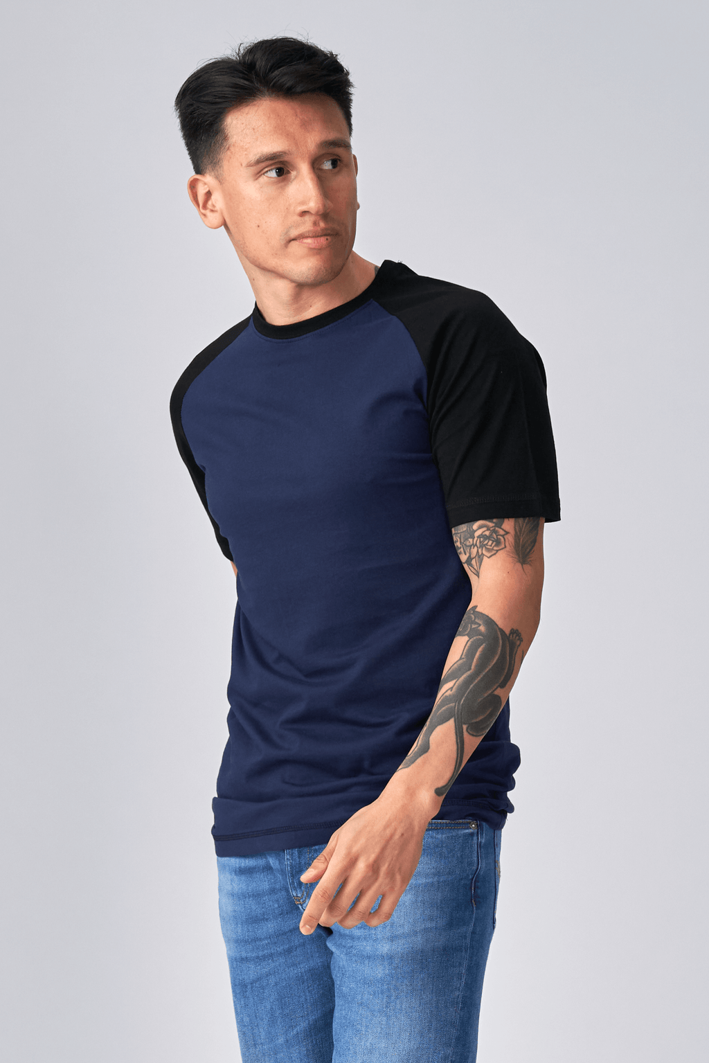 Basic raglan T-shirt - Svart-Navy