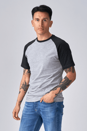 Basic raglan T-shirt - Svart-Lys Grå