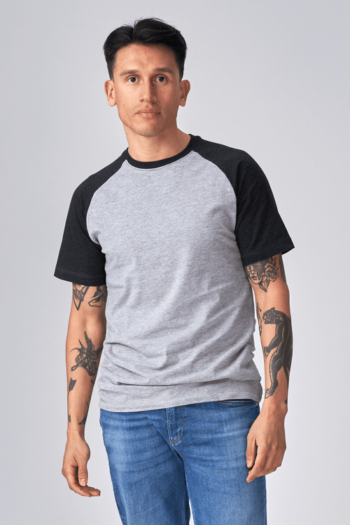 Basic raglan T-shirt - Svart-Lys Grå