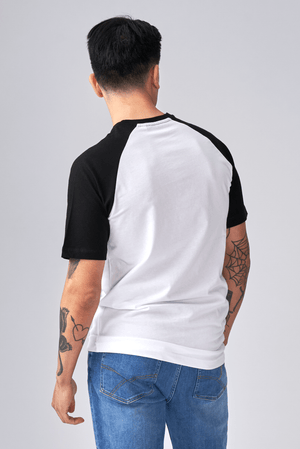 Basic raglan T-shirt - Svart-Hvit