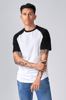 Basic raglan T-shirt - Svart-Hvit