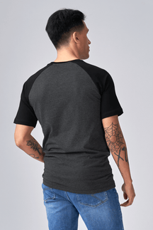 Basic raglan T-shirt - Svart-Mørk Grå