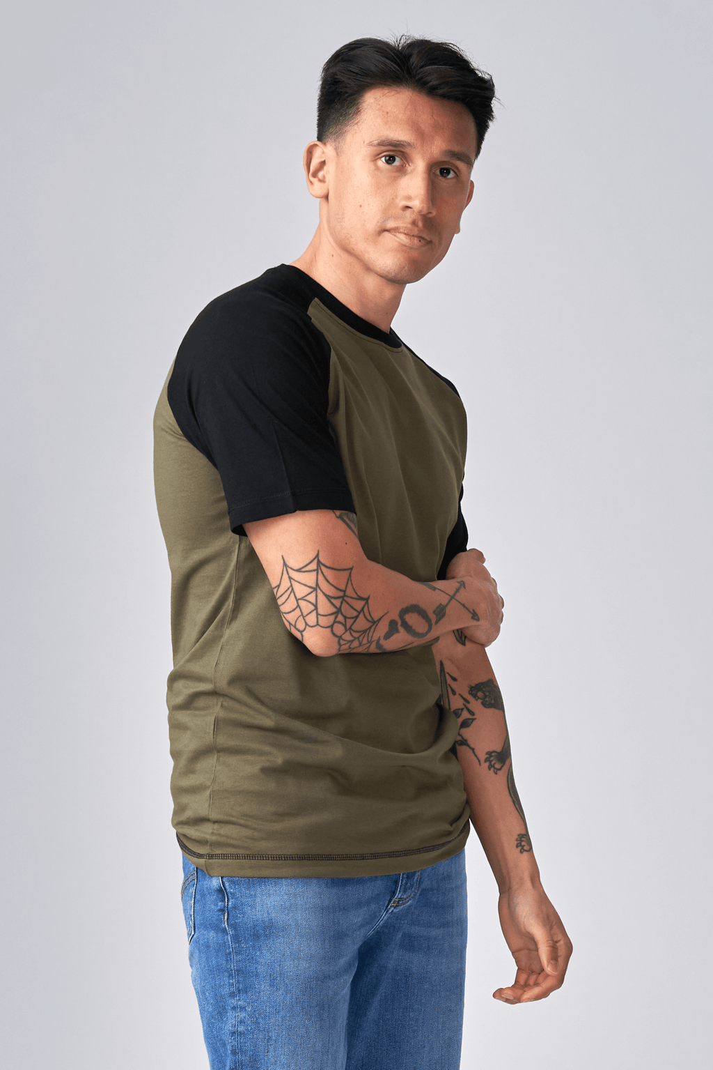 Basic raglan T-shirt - Svart-Army