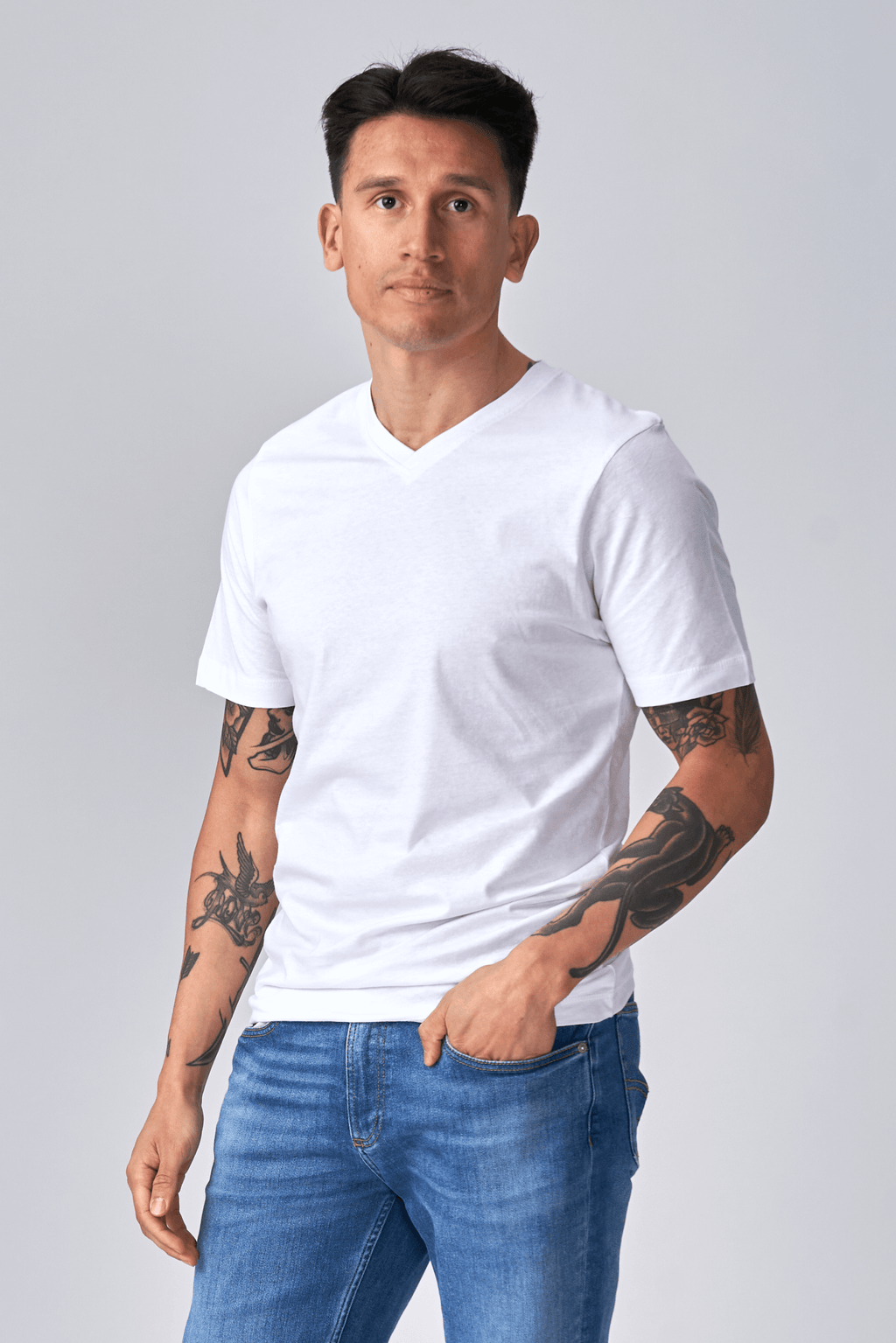 Basic V-neck t-shirt - Hvit