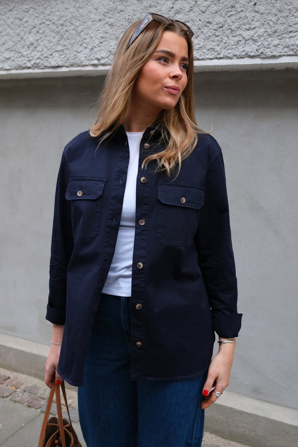 Amber Twill Skjorte - Mørkeblå