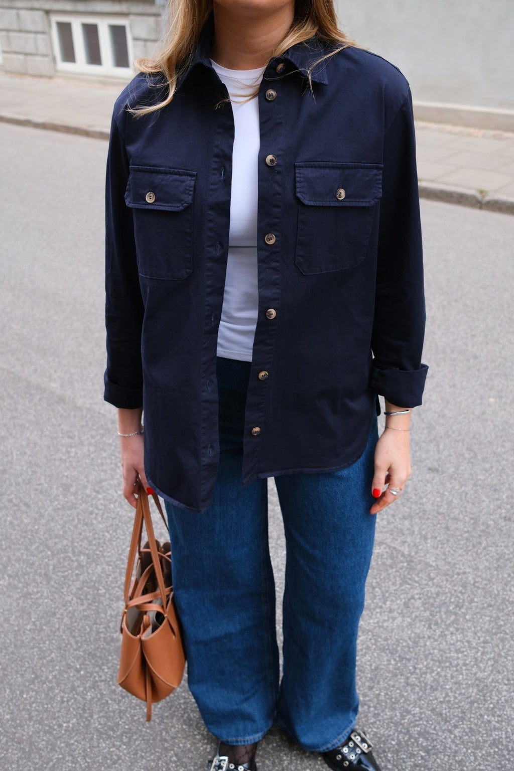 Amber Twill Skjorte - Mørkeblå