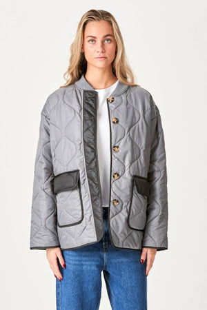 Quilted Block Jacket - Grå/Svart