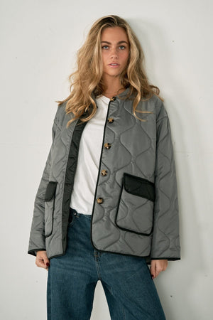 Quilted Block Jacket - Grå/Svart