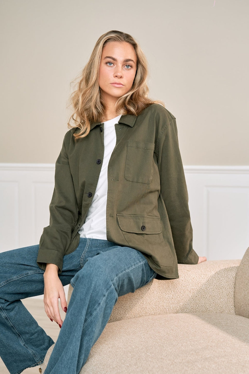 Twill Shacket - Dark Olive