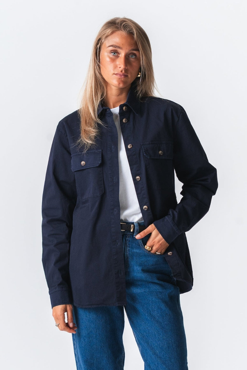 Amber Twill Skjorte - Mørkeblå