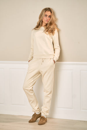 Basic joggedress med hettegenser (lys beige) - Pakketilbud (dame)