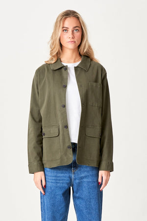 Twill Shacket - Dark Olive