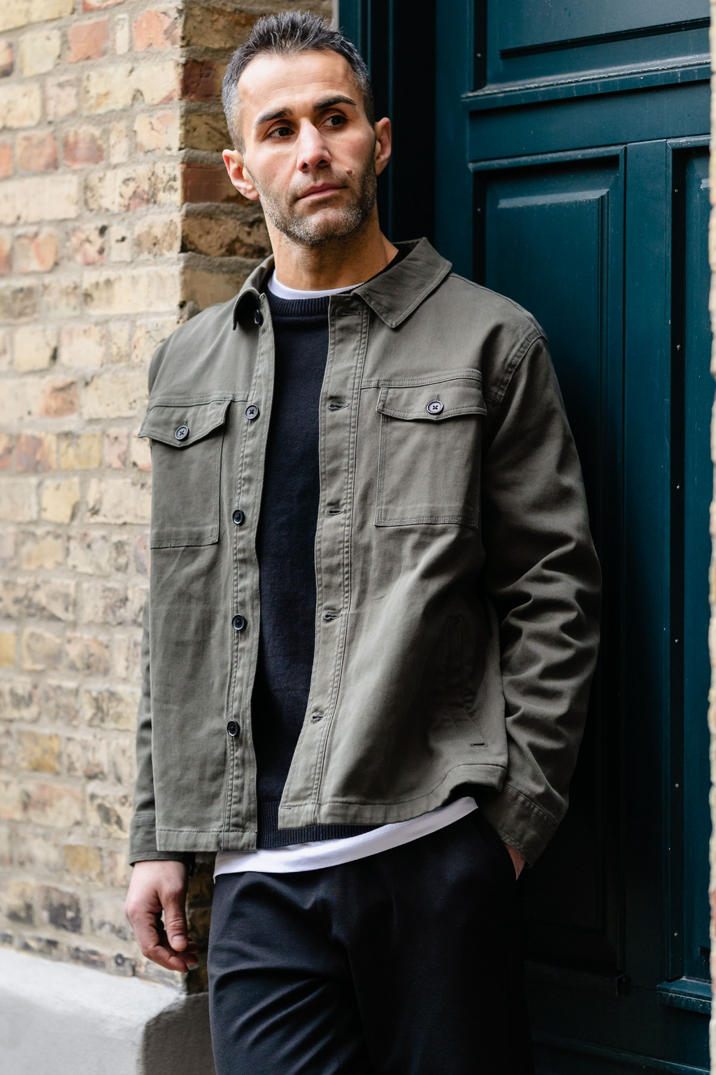 Twill Skjortejakke - Mørk Oliven