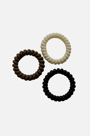 Spiralelastikker (6 stk.) - Svart/brun/beige