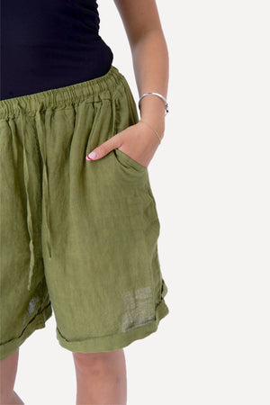 Linshorts - Oliven