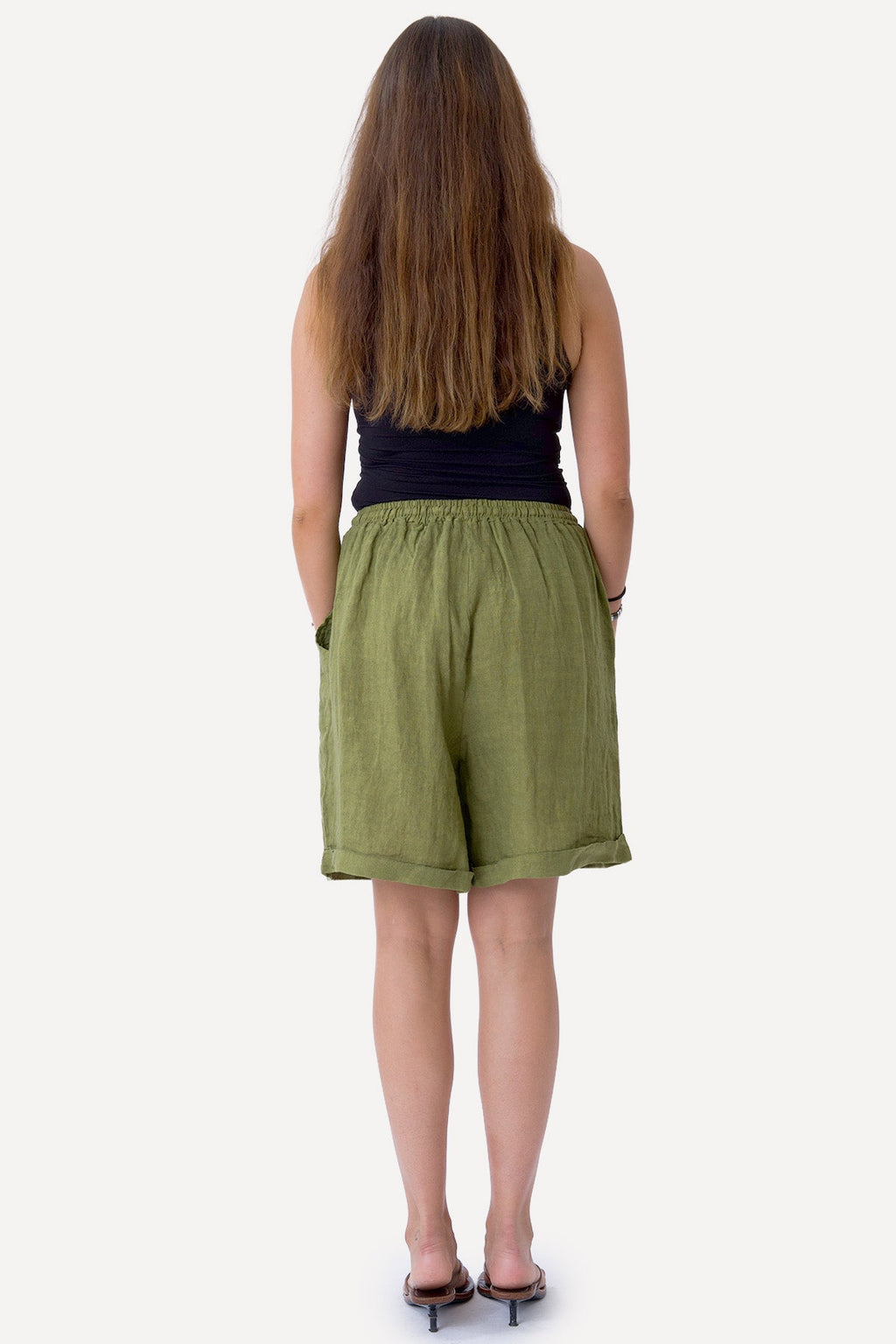 Linshorts - Oliven