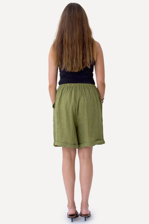 Linshorts - Oliven