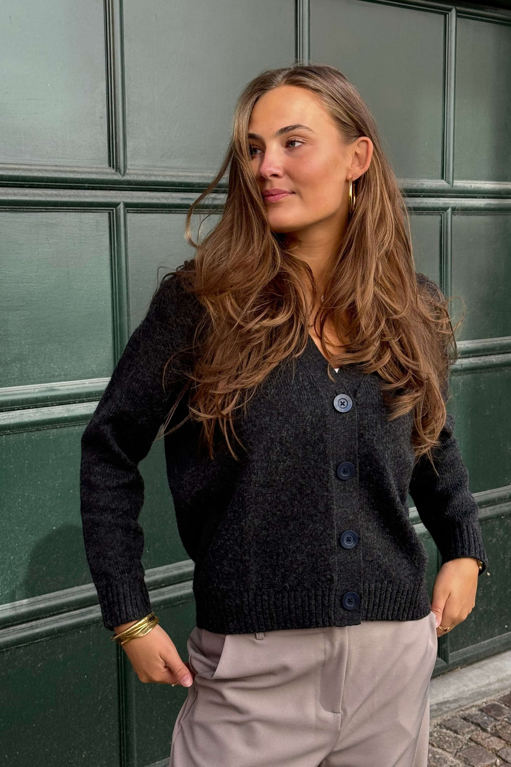 Strikket Cardigan - Mørk Grå